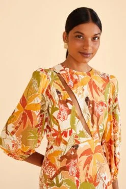 Farm Rio Sand Leopard Forest Midi Dress -Modern Dress World 309150 03