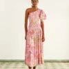 Farm Rio Pink Mixed Lobsters Midi Dress