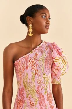 Farm Rio Pink Mixed Lobsters Midi Dress -Modern Dress World 309155 05