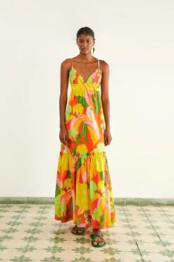 Farm Rio Red Neon Floral Maxi Dress -Modern Dress World 309157 03