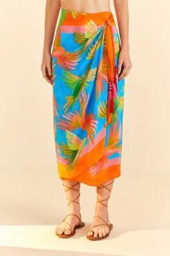 Farm Rio Painted Birds Scarf Midi Skirt -Modern Dress World 309168 03
