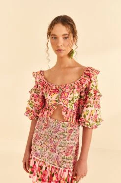 Farm Rio Pink Painted Bananas Top