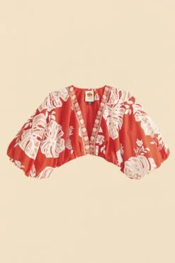 Farm Rio Red Lace Monsteras Crop Top -Modern Dress World 309178 06