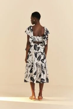Farm Rio Off-White Graphic Leaves Midi Dress 8 Farm Rio Off-White Graphic Leaves Midi Dress -Modern Dress World 309181 03