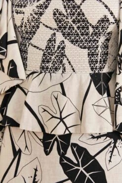 Farm Rio Off-White Graphic Leaves Midi Dress 9 Farm Rio Off-White Graphic Leaves Midi Dress -Modern Dress World 309181 05