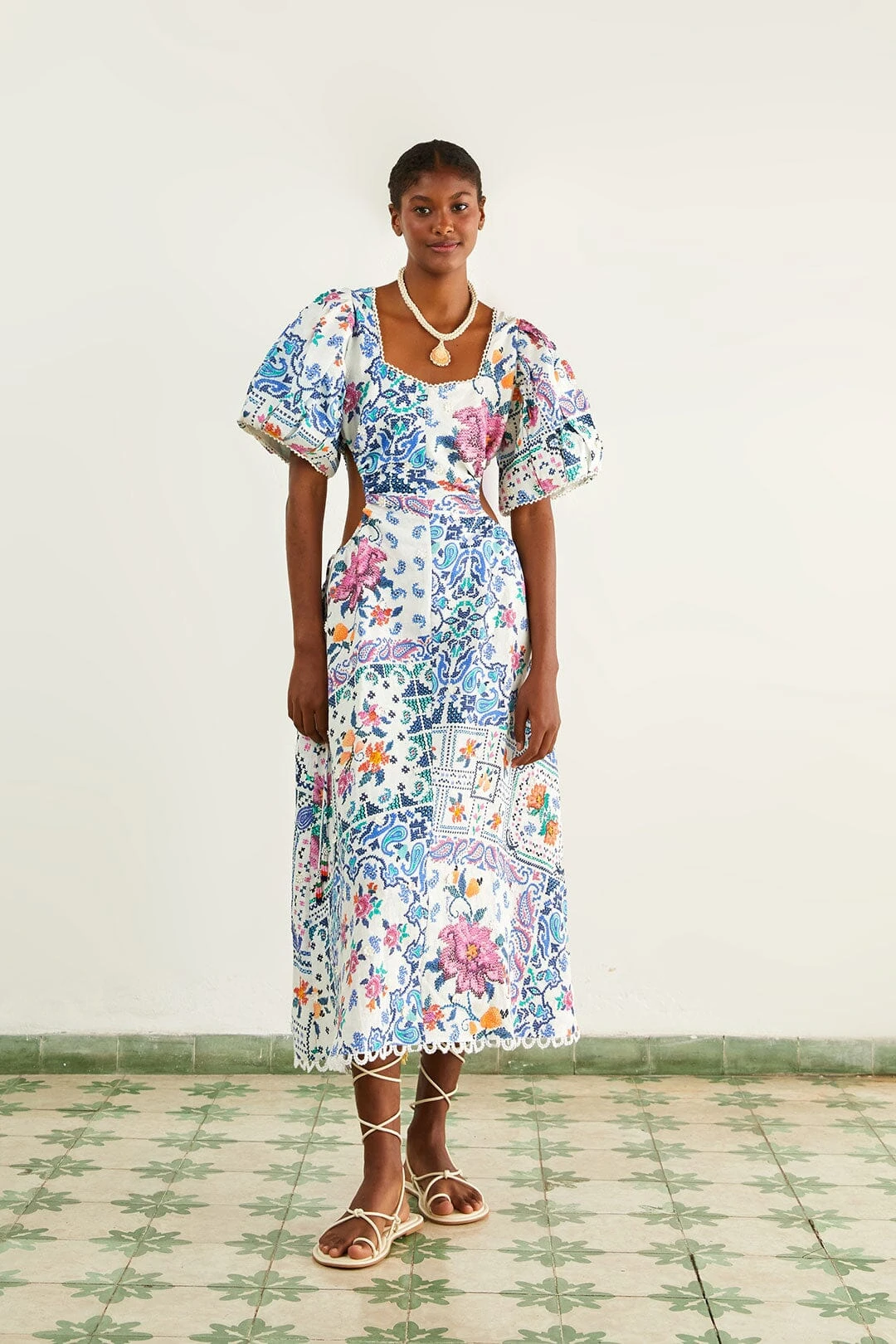 Farm Rio Off-White Romantic Bandanas Midi Dress 1 Farm Rio Off-White Romantic Bandanas Midi Dress