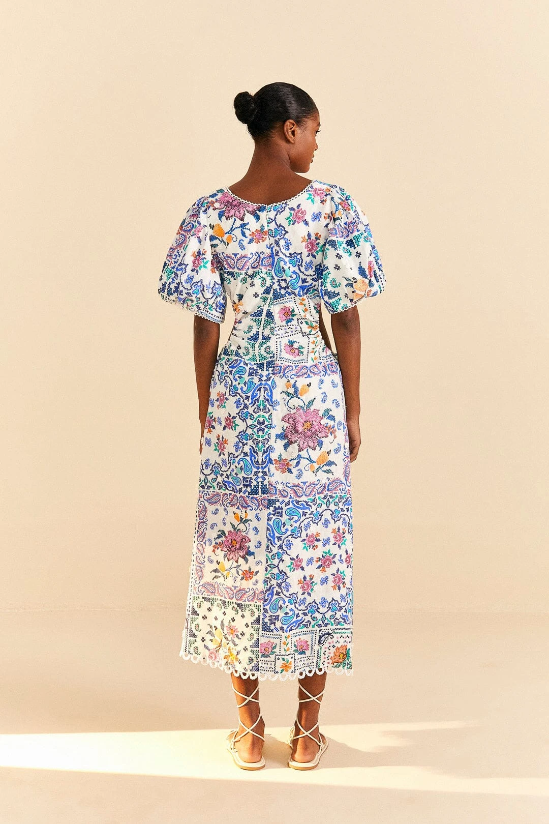 Farm Rio Off-White Romantic Bandanas Midi Dress 3 Farm Rio Off-White Romantic Bandanas Midi Dress - Image 3