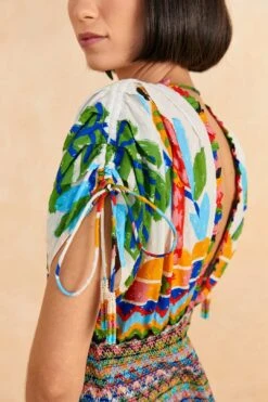 Farm Rio Colorful Forest V Neck Mini Dress -Modern Dress World 309198 03