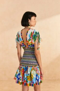 Farm Rio Colorful Forest V Neck Mini Dress -Modern Dress World 309198 04