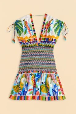 Farm Rio Colorful Forest V Neck Mini Dress -Modern Dress World 309198 06