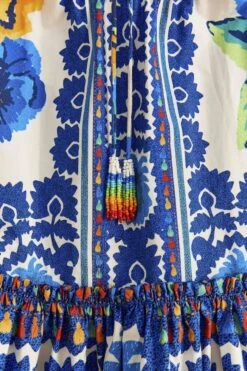 Farm Rio Off-White Flower Tapestry Organic Cotton Mini Dress -Modern Dress World 309199 05