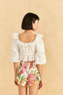 Farm Rio Off-White Macaw Bloom Shorts -Modern Dress World 309223 04