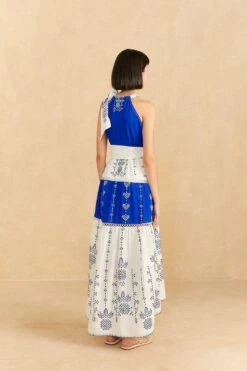 Farm Rio Navy Blue Embroidered Jungle Scarf Maxi Dress 7 Farm Rio Navy Blue Embroidered Jungle Scarf Maxi Dress -Modern Dress World 309237 03