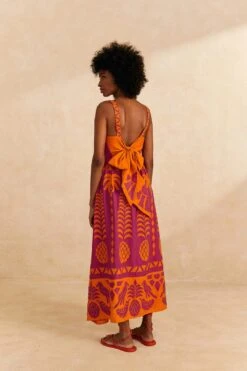 Farm Rio Orange Pineapple Love Cutwork Dress -Modern Dress World 309238 04