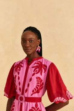 Farm Rio Red Jungle Scarf Cutwork Mini Dress -Modern Dress World 309239 03