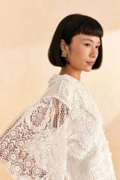 Farm Rio Off-White Guipure Collar Blouse -Modern Dress World 309240 03