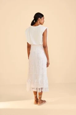 Farm Rio Off-White Guipire Midi Skirt 8 Farm Rio Off-White Guipire Midi Skirt -Modern Dress World 309241 04