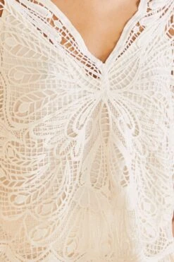 Farm Rio Off-White Butterfly Guipure Blouse -Modern Dress World 309242 05