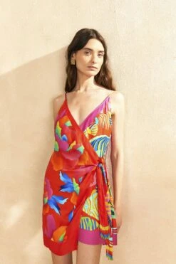 Farm Rio Mixed Ombre Chita Scarf Lenzingâ„¢ Ecoveroâ„¢ Viscose Mini Dress