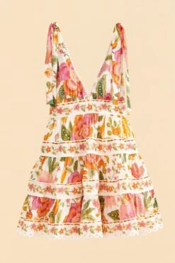 Farm Rio Off-White Macaw Bloom Mini Dress -Modern Dress World 309266 06