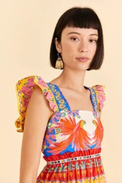 Farm Rio Off-White Vivid Garden Organic Cotton Mini Dress 9 Farm Rio Off-White Vivid Garden Organic Cotton Mini Dress -Modern Dress World 309267 03