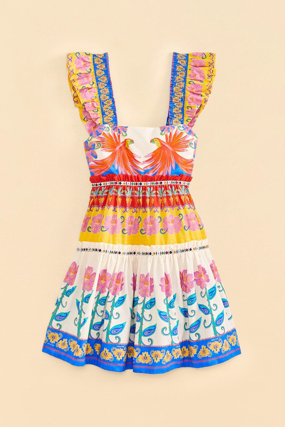 Farm Rio Off-White Vivid Garden Organic Cotton Mini Dress 6 Farm Rio Off-White Vivid Garden Organic Cotton Mini Dress - Image 6