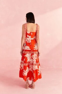 Farm Rio Red Lace Monsteras Midi Dress -Modern Dress World 309287 04