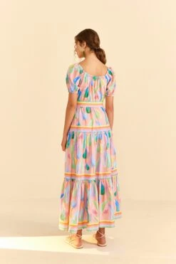 Farm Rio Pink Pastel Leaves Maxi Dress -Modern Dress World 309308 04