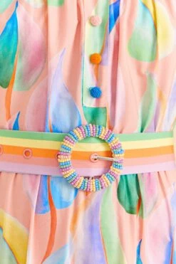 Farm Rio Pink Pastel Leaves Maxi Dress -Modern Dress World 309308 05