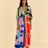 Farm Rio Brasil Bahia Scarves Midi Dress
