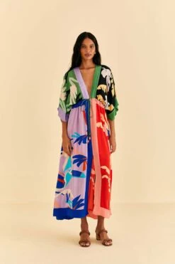 Farm Rio Brasil Bahia Scarves Midi Dress