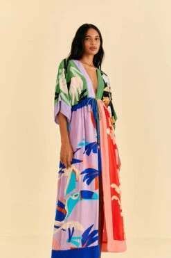 Farm Rio Brasil Bahia Scarves Midi Dress -Modern Dress World 309309 03