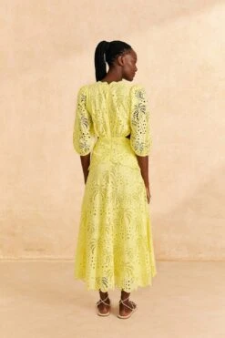 Farm Rio Light Yellow Richelieu Midi Dress 9 Farm Rio Light Yellow Richelieu Midi Dress -Modern Dress World 309337 04