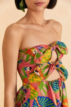 Farm Rio Coral Graphic Macaws Organic Cotton Mini Dress -Modern Dress World 309347 03