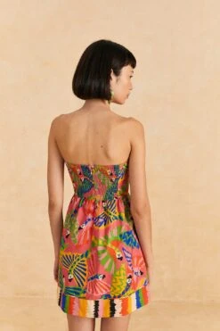 Farm Rio Coral Graphic Macaws Organic Cotton Mini Dress -Modern Dress World 309347 04