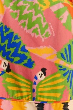 Farm Rio Coral Graphic Macaws Organic Cotton Mini Dress -Modern Dress World 309347 05