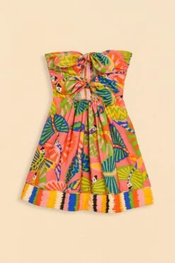 Farm Rio Coral Graphic Macaws Organic Cotton Mini Dress -Modern Dress World 309347 06