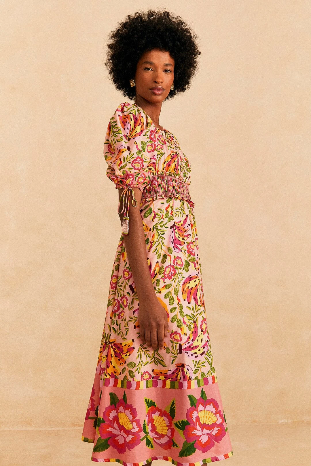 Farm Rio Pink Painted Bananas Midi Dress 2 Farm Rio Pink Painted Bananas Midi Dress - Image 2