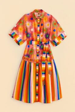 Farm Rio Coral Mixed Graphic Macaws Midi Dress -Modern Dress World 309363 06