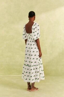 Farm Rio Cross Stitch Coconut Embroidered Midi Dress -Modern Dress World 309371 04