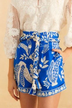 Farm Rio Blue Lace Banana Shorts -Modern Dress World 309373 03