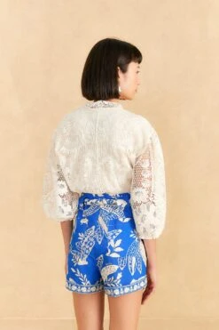 Farm Rio Blue Lace Banana Shorts -Modern Dress World 309373 04