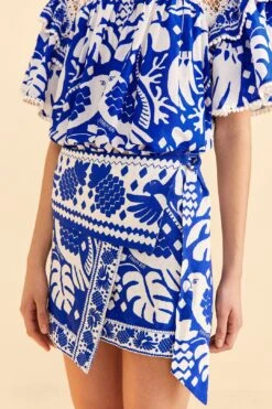 Farm Rio Navy Blue Jungle Scarf Mini Skirt -Modern Dress World 309382 03