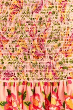 Farm Rio Pink Painted Bananas Smocked Mini Skirt -Modern Dress World 309383 05