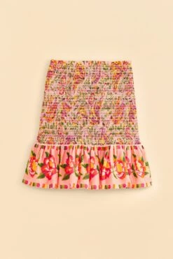 Farm Rio Pink Painted Bananas Smocked Mini Skirt -Modern Dress World 309383 06