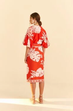 Farm Rio Red Lace Monsteras Midi Skirt 8 Farm Rio Red Lace Monsteras Midi Skirt -Modern Dress World 309392 04