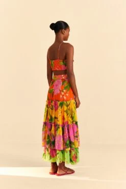 Farm Rio Orange Romantic Garden Crop Top -Modern Dress World 309410 03