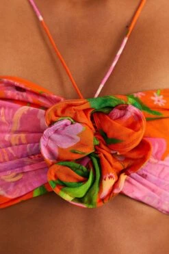 Farm Rio Orange Romantic Garden Crop Top -Modern Dress World 309410 04