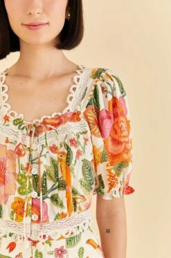 Farm Rio Off-White Macaw Bloom Blouse -Modern Dress World 309414 03