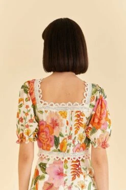 Farm Rio Off-White Macaw Bloom Blouse -Modern Dress World 309414 04